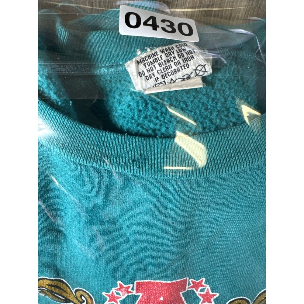 Vintage 90s Miami Dolphins Sweatshirt Nutmeg Large USA NFL Football Aqua VTG - Picture 7 of 7